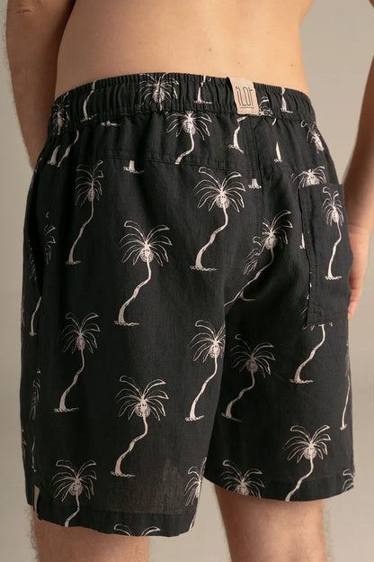 SHORT PALM BLACK LINEN