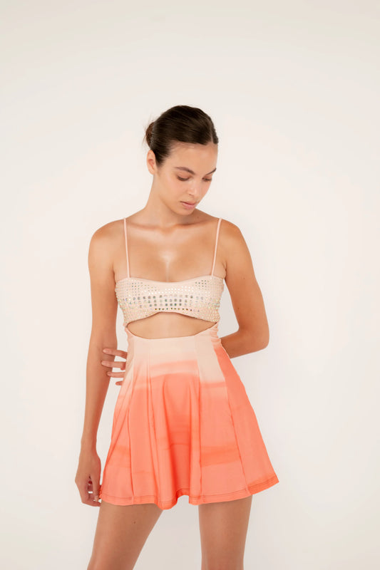 MINI CRYSTAL NUDE DRESS