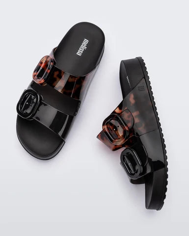 MELISSA COZY SLIDE BLACK CLEAR