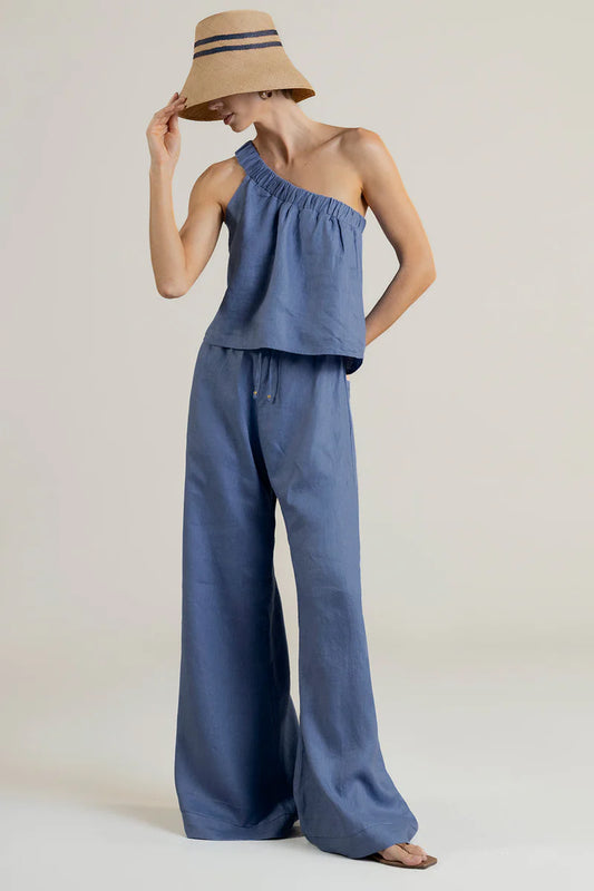 ONE SHOULDER SET BLUE LINO